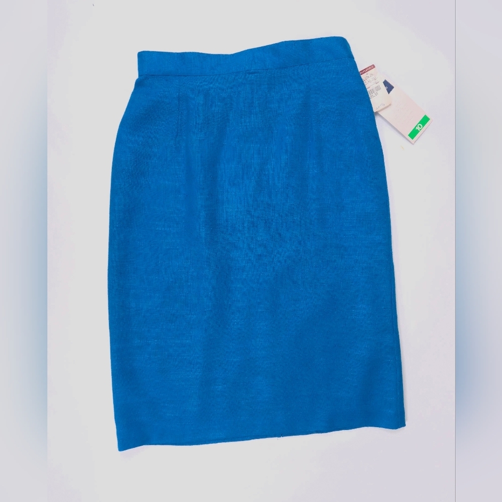 Norton McNaughton Vintage NWT Teal Blue Flax Pencil Skirt Women's XS Deadstock